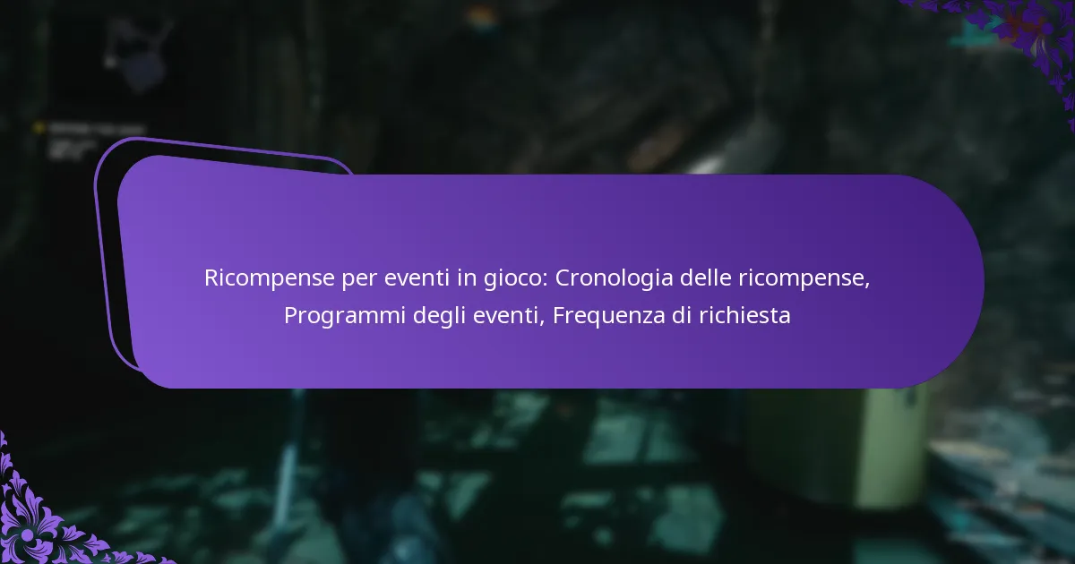 Ricompense per eventi in gioco: Cronologia delle ricompense, Programmi degli eventi, Frequenza di richiesta
